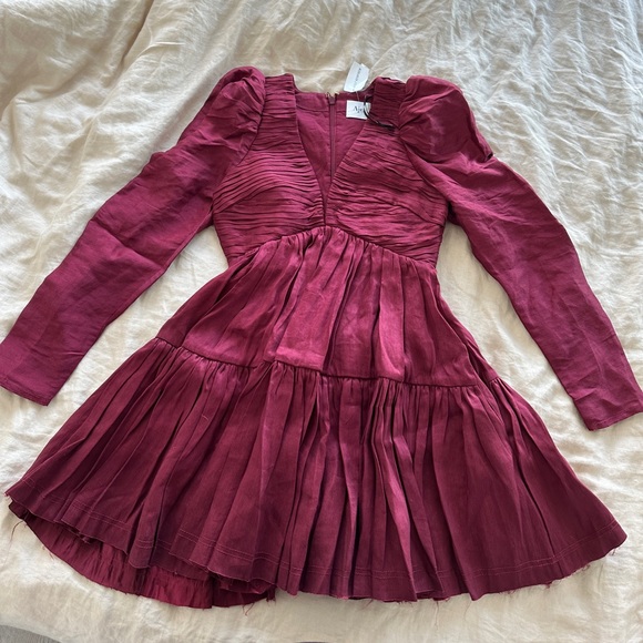 Aje Impasto Ruched Dress Size 8 (AUS) NWT Maroon - Picture 6 of 8